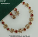 Pure Brass Real Kundan Jewelry Set-ISKJW2105PKI-127