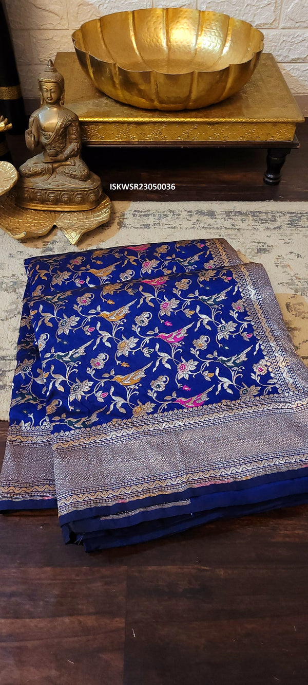 Hand Crafted Banarasi Weaved Silk Saree With Blouse-ISKWSR23050036