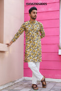 Printed Cotton Kurta With Pajama-ISKM29058005