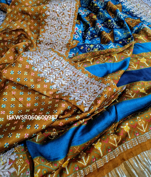 Kalamkari Printed Gaji Silk Saree With Blouse-ISKWSR060600987