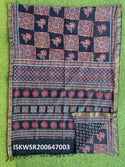 Ajrakh Hand Block Printed Cotton Saree With Blouse-ISKWSR200647005