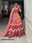 Printed Silk Lehenga With Blouse And Maslin Silk Dupatta-ISKWNAV02071253