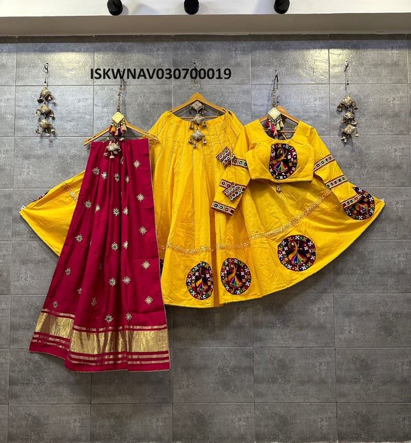 Sequined Cotton Lehenga With Blouse And Gaji Silk Dupatta-ISKWNAV030700019