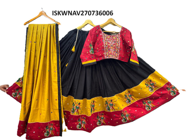 Embroidered Cotton Silk Lehenga With Blouse And Dupatta-ISKWNAV270736006