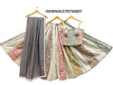 Floral Printed Khadi Cotton Lehenga With Shoulder Stripe Blouse And Dupatta-ISKWNAV270736007