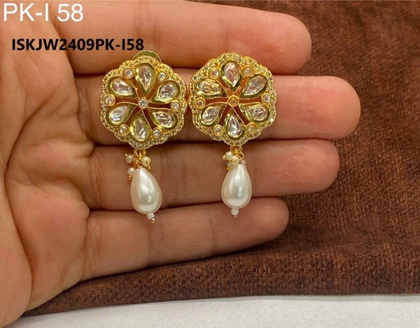 Kundan Earrings-ISKJW2409PK-I58