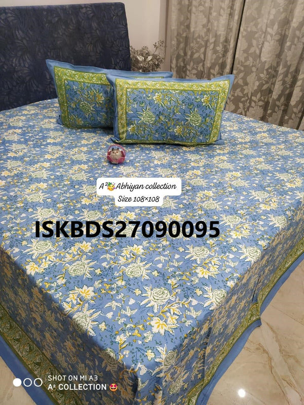 Jumbo King Size Bedsheet With Pillow Cover-ISKBDS27090095