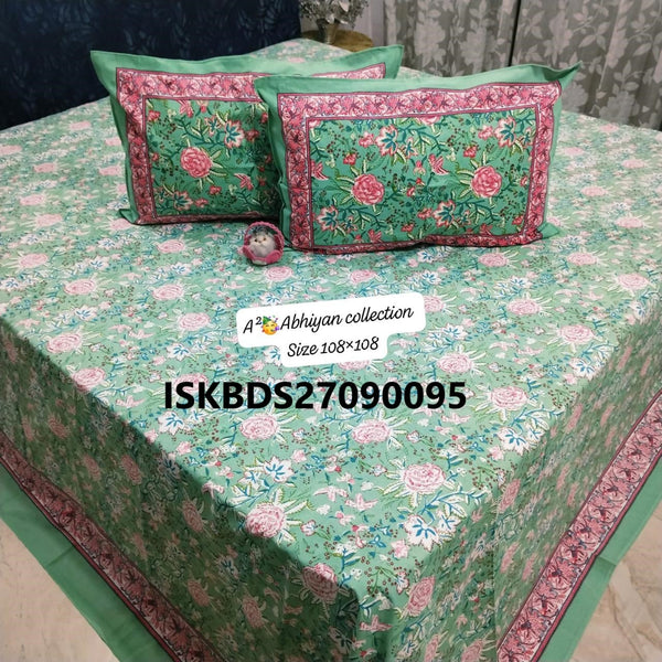 Jumbo King Size Bedsheet With Pillow Cover-ISKBDS27090095