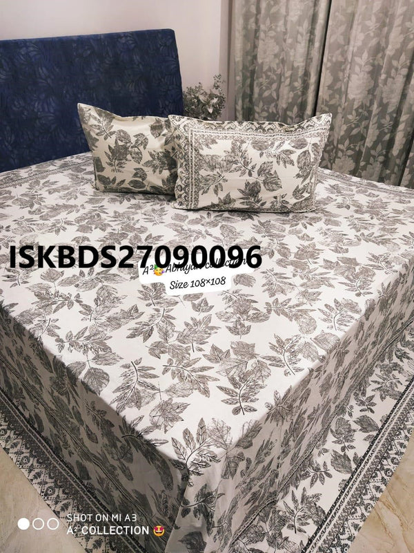 Jumbo King Size Bedsheet With Pillow Cover-ISKBDS27090096