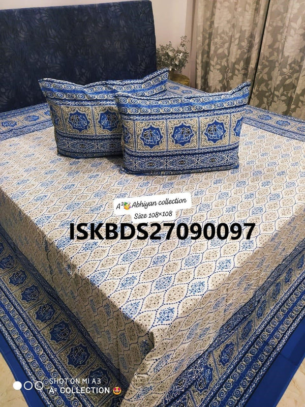 Jumbo King Size Bedsheet With Pillow Cover-ISKBDS27090097