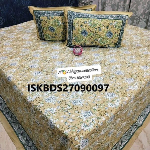 Jumbo King Size Bedsheet With Pillow Cover-ISKBDS27090097