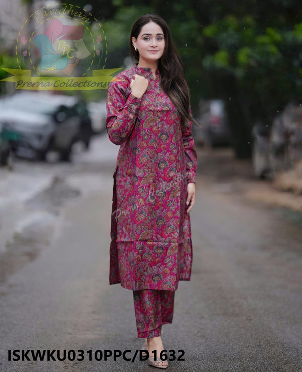 Kalamkari Printed Maslin Cotton Kurti With Maslin Pant-ISKWKU0310PPC/D1632