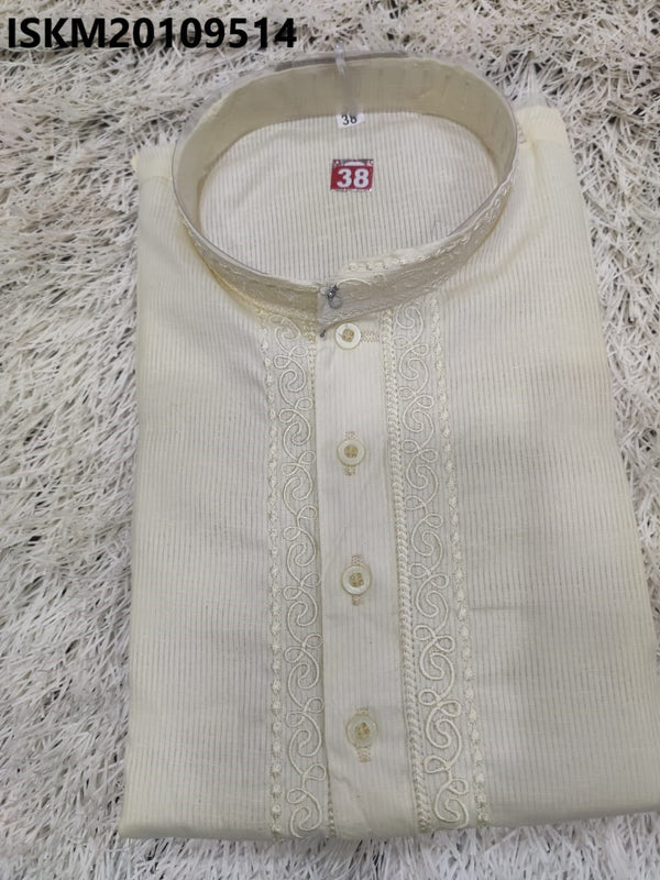 Men's Embroidered Cotton Kurta-ISKM20109514