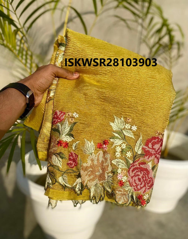 Embroidered Banarasi Tissue Saree With Blouse-ISKWSR28103903