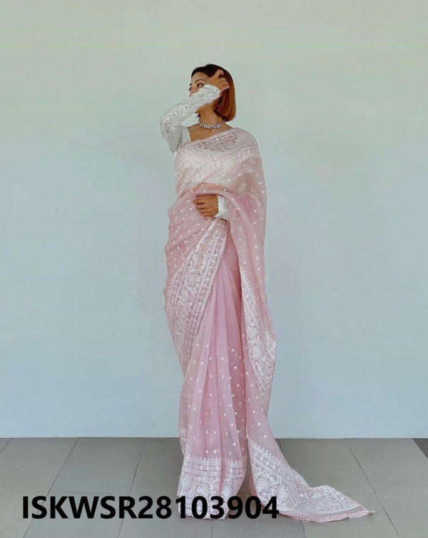 Embroidered Organza Silk Saree With Blouse-ISKWSR28103904