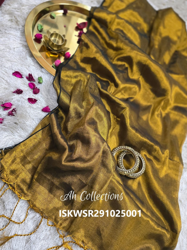 Handloom Tissue Cotton Saree With Running Blouse-ISKWSR291025001