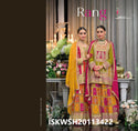 Embroidered Chinon Kurti With Palazzo And Digital Printed Dupatta-ISKWSH20113422