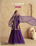 Embroidered Chinon Silk Kurti With Sharara And Net Dupatta-ISKWSH221110094