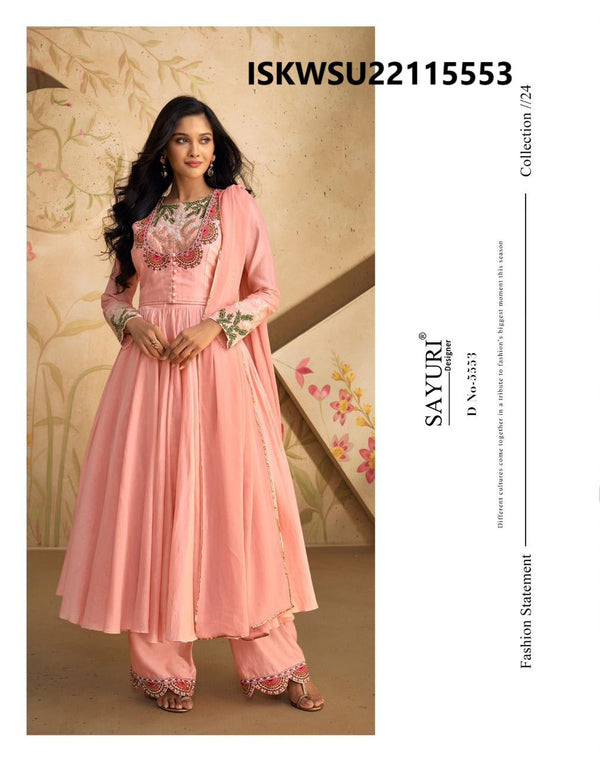 Embroidered Silk Anarkali Kurti With Pant And Dupatta-ISKWSU22115553