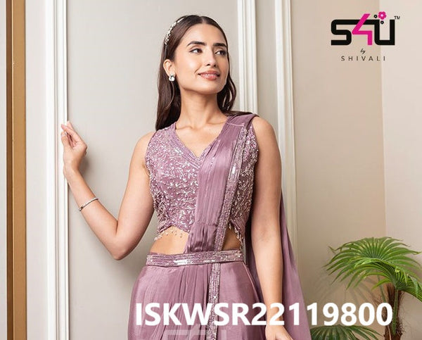 Silk Ready To Wear Saree With Embroidered Blouse-ISKWSR22119800