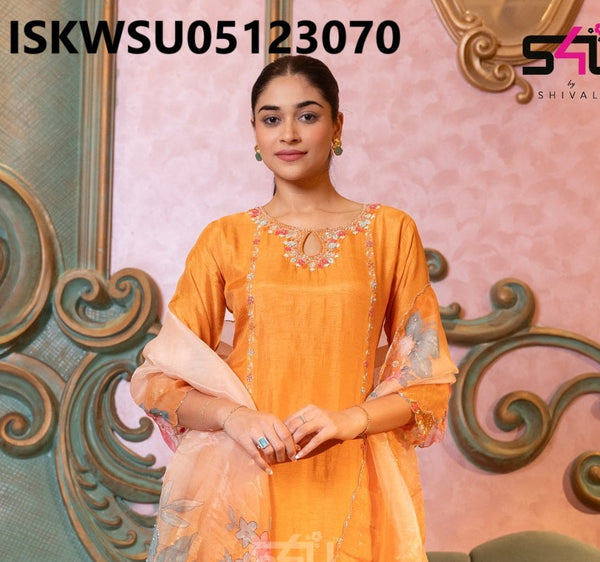 Embroidered Dola Silk Kurti With Pant And Printed Dupatta-ISKWSU05123070