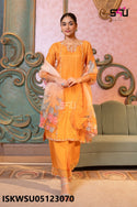 Embroidered Dola Silk Kurti With Pant And Printed Dupatta-ISKWSU05123070