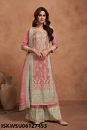 Embroidered Shimmer Silk Kurti With Pant And Dupatta-ISKWSU06127453