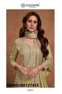 Embroidered Shimmer Silk Kurti With Pant And Dupatta-ISKWSU06127453