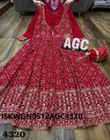 Embroidered Chinon Silk Gown With Organza Dupatta-ISKWGN0512AGC4320