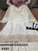 Embroidered Tissue Silk Kurti With Sharara And Organza Dupatta-ISKWSH0512AGC4225