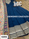 Embroidered Chanderi Silk Gown With Digital Printed Dupatta-ISKWGN0512AGC4292