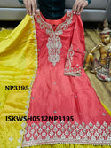 Embroidered Chinon Silk Kurti With Silk Sharara And Dupatta-ISKWSH0512NP3195