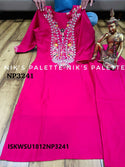 Embroidered Maslin Silk Kurti With Pant And Banarasi Silk Dupatta-ISKWSU1812NP3241