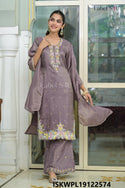 Embroidered Silk Kurti With Palazzo And Dupatta-ISKWPL19122574