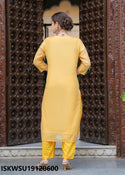 Hand Printed Chanderi Kurti With Pant And Dupatta-ISKWSU19128600