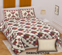 Ajrakh Printed Cotton King Size Bedsheet With Pillow Cover-ISKBDS20121244