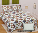 Ajrakh Printed Cotton King Size Bedsheet With Pillow Cover-ISKBDS20121244