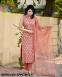 Hand Block Printed Cotton Kurti With Pant And Kota Doriya Dupatta-ISKWSU2012PPC/D1771