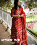 Bagru Printed Cotton Anarkali Kurti With Pant And Dupatta-ISKWSU20121244