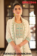 Embroidered Cotton Jacquard Kurti With Afghani Pant And Dupatta-ISKWSU2412OMK2944