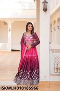 Embroidered Ombre Chinon Lehenga With Blouse And Dupatta-ISKWLH010185966