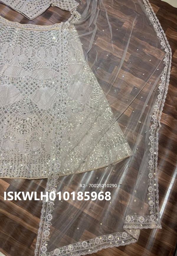 Embroidered Net Lehenga With Blouse And Dupatta-ISKWLH010185968