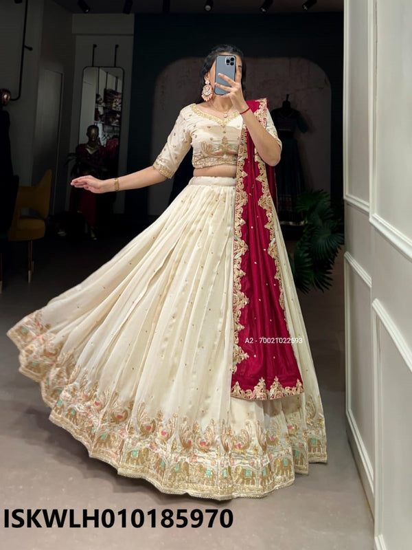 Embroidered Silk Lehenga With Blouse And Dupatta-ISKWLH010185970