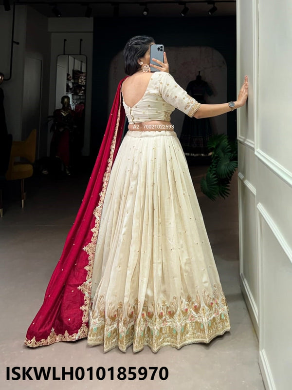 Embroidered Silk Lehenga With Blouse And Dupatta-ISKWLH010185970