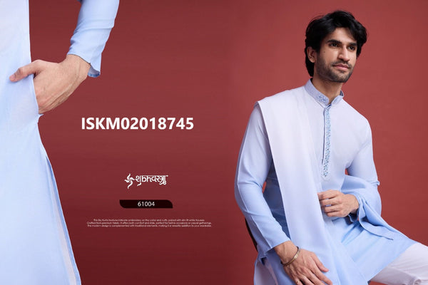 Sequined Men's Rayon Kurta With Dupatta-ISKM02018745