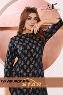 Printed Viscose Maslin Kurti-ISKWKU0201876