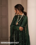 Silk Gown With Embroidered Dupatta-ISKWGN02011427