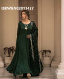 Silk Gown With Embroidered Dupatta-ISKWGN02011427