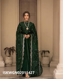 Silk Gown With Embroidered Dupatta-ISKWGN02011427