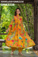 Digital Printed Viscose Crepe Anarkali kurti With Harem Pant And Chinon Dupatta-ISKWSU0301OMK2238